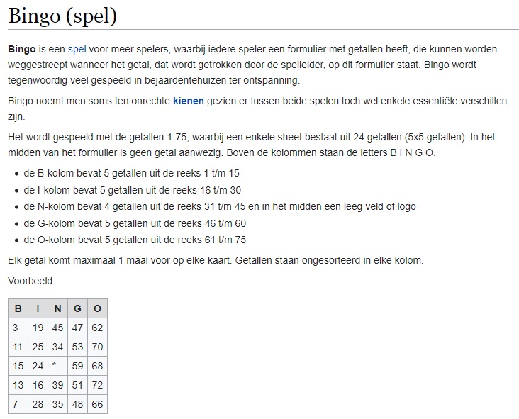 omschrijving bingo